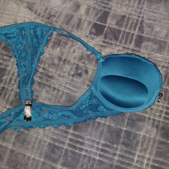 XOXO Racerback Push Up Bra, 34C, Ocean Blue Aqua Teal Floral Lace, NWOT - Picture 8 of 13